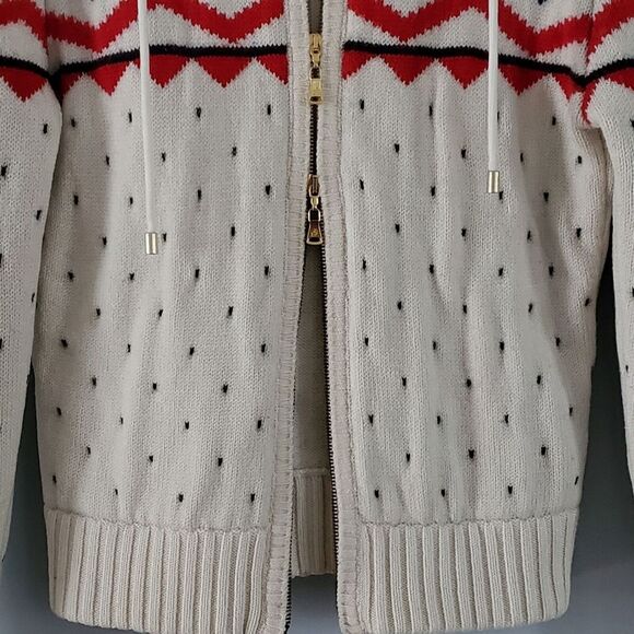 Gianfranco Ferré Vintage Fair Isle Aztec Heavyweight Hooded Full Zip Sweater - Picture 3 of 16